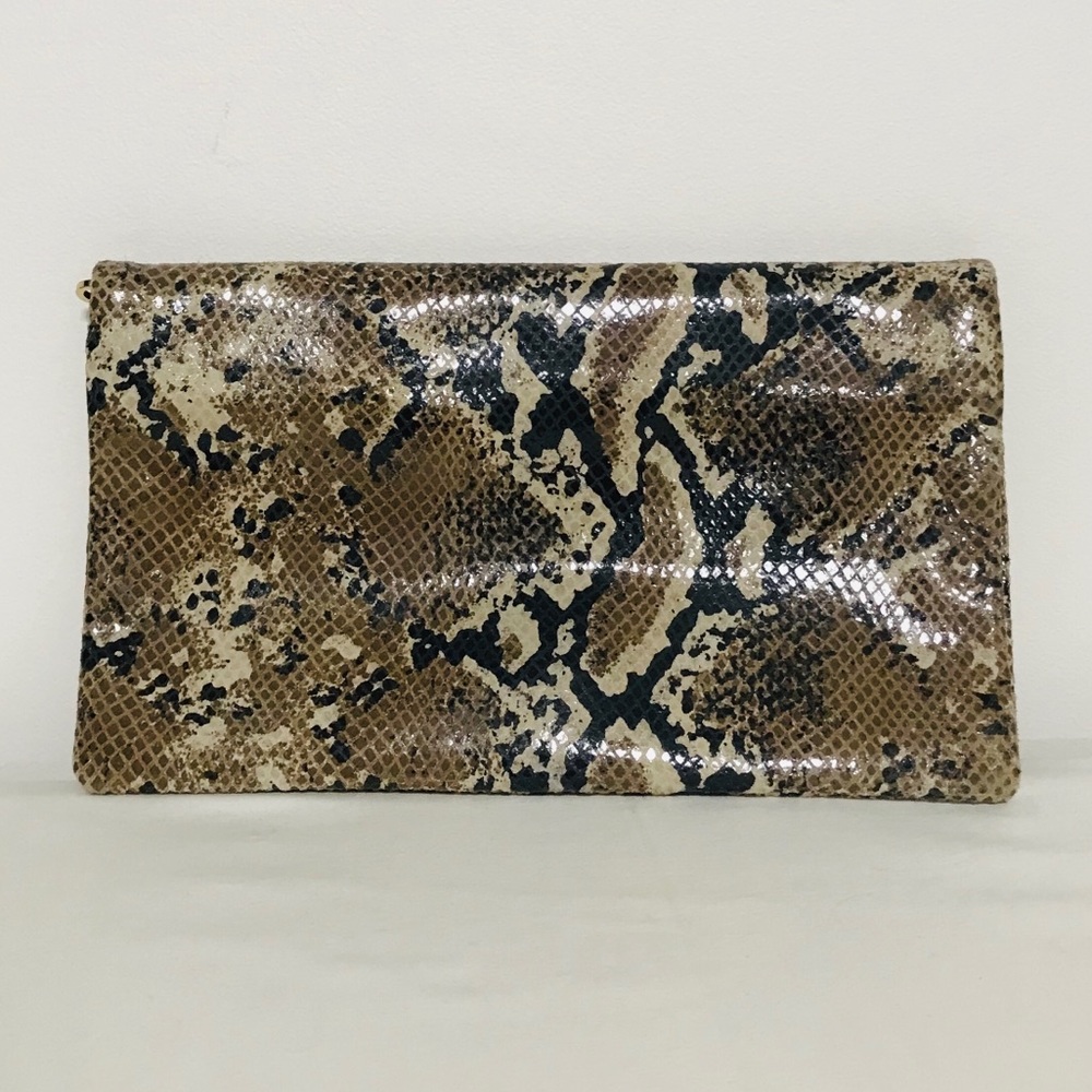 ANN TAYLOR Snake Skin Embossed Leather Clutch